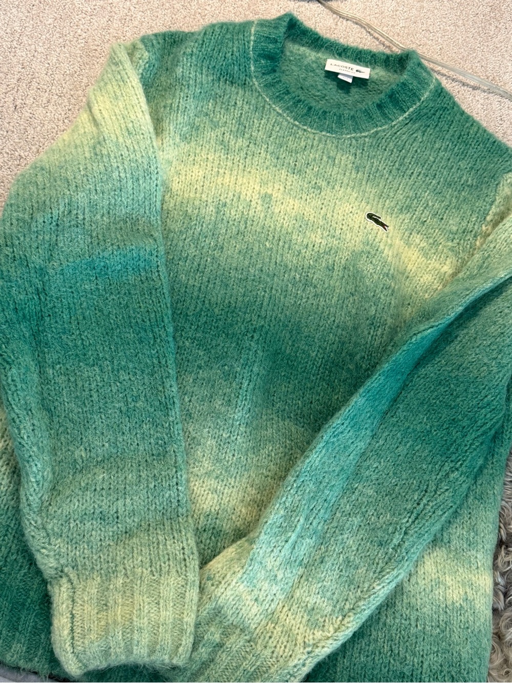 Lacoste Ombre Green Crewneck Sweater MENS SZ L wool